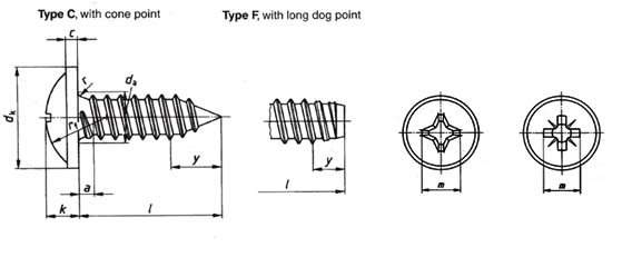 DIN 968 cross recessed Pan head with washer self-tapping screws