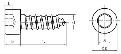 socket cap head self-tapping screw drawing